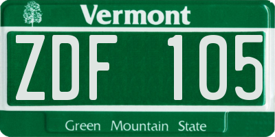 VT license plate ZDF105
