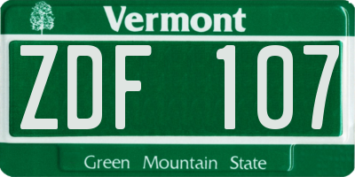VT license plate ZDF107