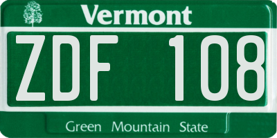 VT license plate ZDF108
