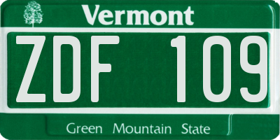 VT license plate ZDF109
