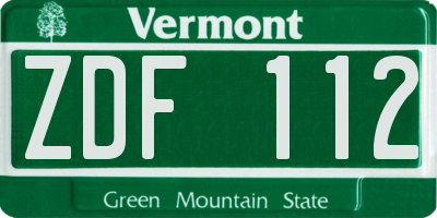 VT license plate ZDF112