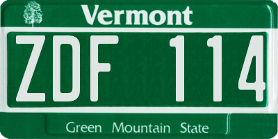 VT license plate ZDF114
