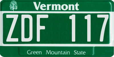VT license plate ZDF117
