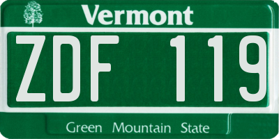 VT license plate ZDF119