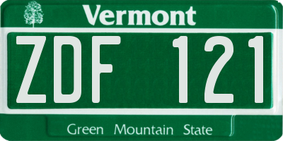 VT license plate ZDF121
