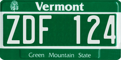 VT license plate ZDF124