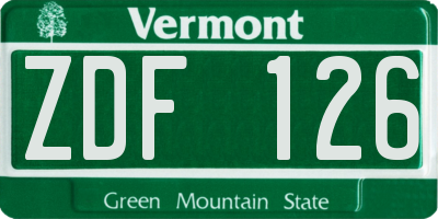 VT license plate ZDF126