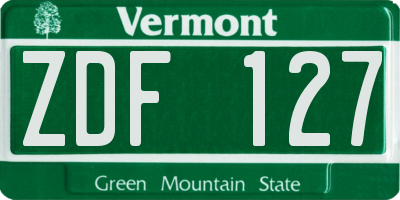 VT license plate ZDF127