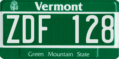 VT license plate ZDF128
