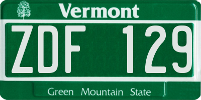 VT license plate ZDF129