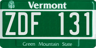 VT license plate ZDF131