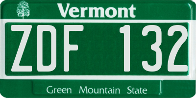 VT license plate ZDF132
