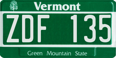 VT license plate ZDF135