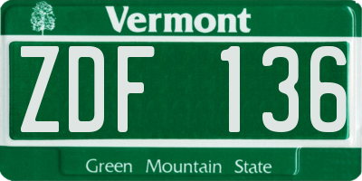 VT license plate ZDF136