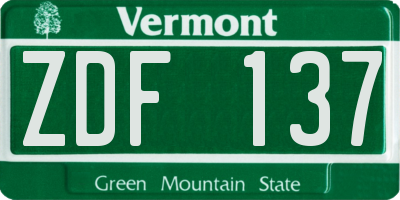 VT license plate ZDF137
