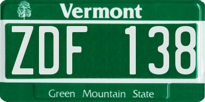 VT license plate ZDF138