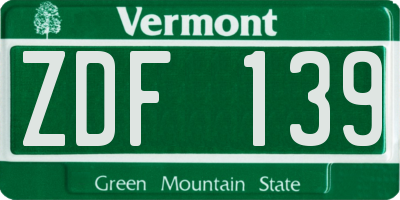 VT license plate ZDF139