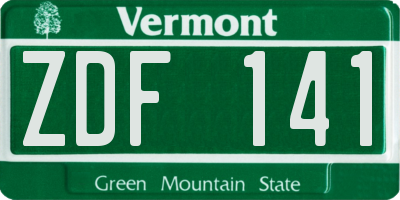 VT license plate ZDF141