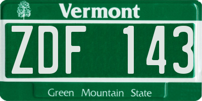 VT license plate ZDF143
