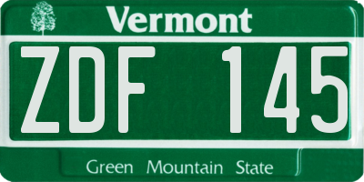VT license plate ZDF145