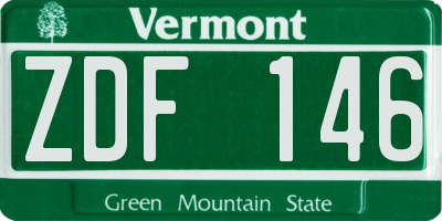 VT license plate ZDF146