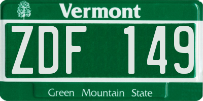 VT license plate ZDF149