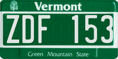 VT license plate ZDF153