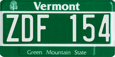 VT license plate ZDF154