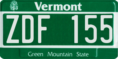 VT license plate ZDF155