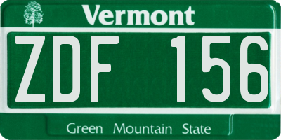 VT license plate ZDF156