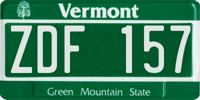 VT license plate ZDF157