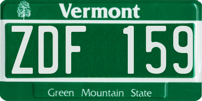 VT license plate ZDF159