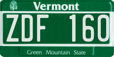 VT license plate ZDF160