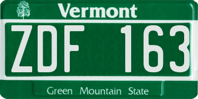 VT license plate ZDF163