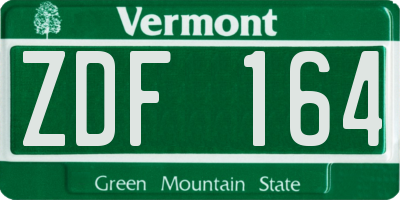 VT license plate ZDF164