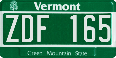 VT license plate ZDF165