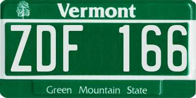 VT license plate ZDF166