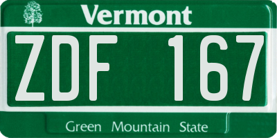 VT license plate ZDF167