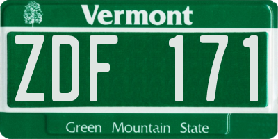 VT license plate ZDF171