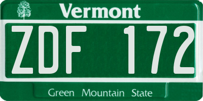 VT license plate ZDF172