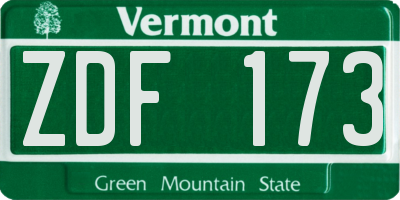 VT license plate ZDF173