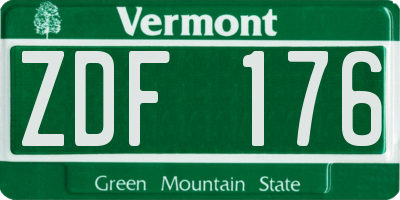VT license plate ZDF176