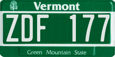 VT license plate ZDF177