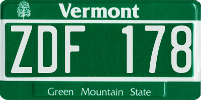 VT license plate ZDF178