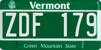 VT license plate ZDF179