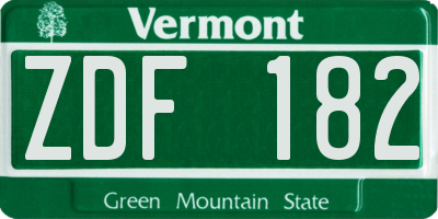 VT license plate ZDF182