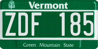 VT license plate ZDF185