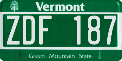VT license plate ZDF187