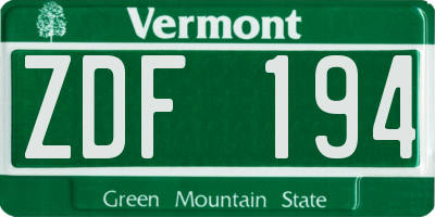VT license plate ZDF194