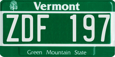 VT license plate ZDF197